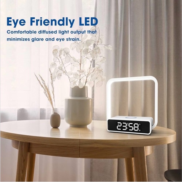 Modern White Alarm Clock with Snooze Function - Picture 4 of 10